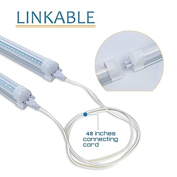 WAHADI 8 Pack 4FT LED Shop Light 24W 4 Foot T8 Integrated